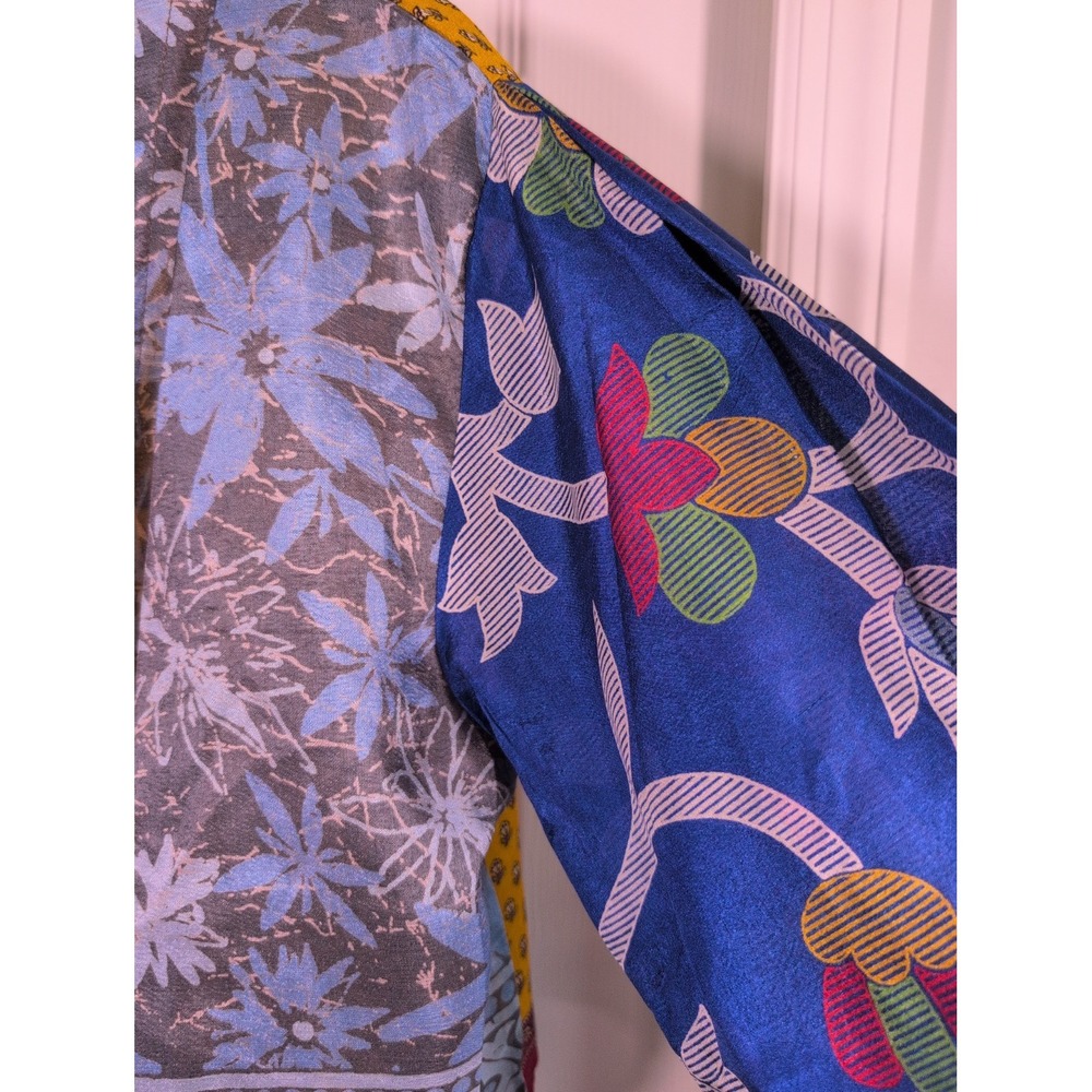 JADED GYPSY Colorful Patchwork Tie Wrap Boho Artsy Top Free Size NWT - Picture 5 of 12